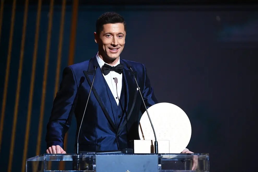 Robert Lewandowski wins Striker of the Year at Ballon d’Or 2021