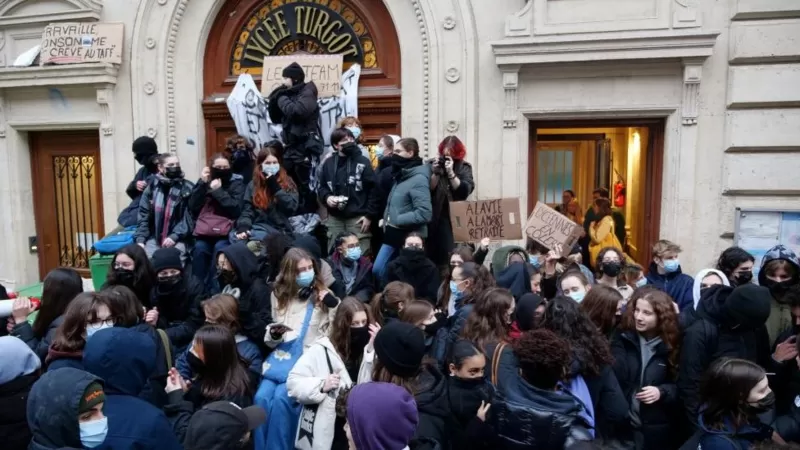 French retirement age strike hits schools and trains