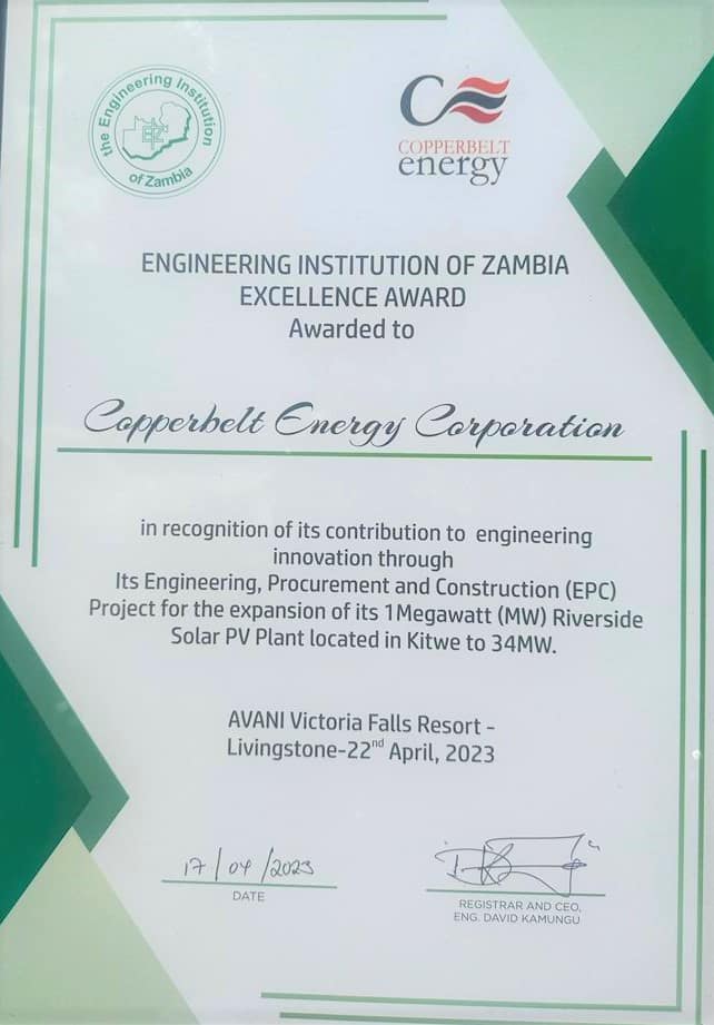CEC bags EIZ excellence award